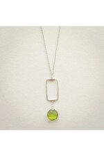 Halskette mit vertikalem Rahmen • Frühlingsgrüner Quarz 01